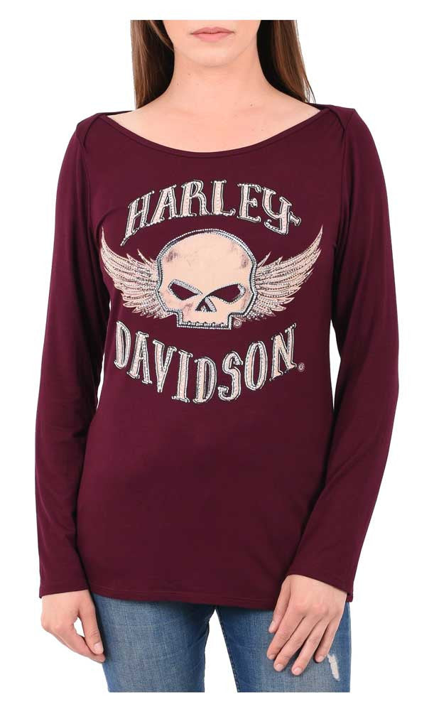 Harley-Davidson® Women's Rocking Willie Embellished Long Sleeve Scoop Neck Top