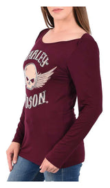Harley-Davidson® Women's Rocking Willie Embellished Long Sleeve Scoop Neck Top