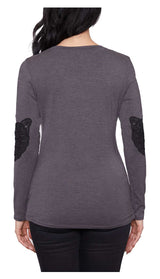 Harley-Davidson® Women's Embellished Unleashed Scoop Neck Long Sleeve Top - Gray