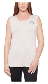 Harley-Davidson Women's Ride Proud Embellished Scoop Neck Sleeveless Top - Khaki