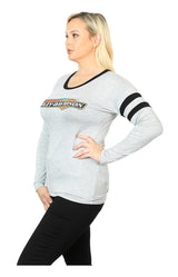 Harley-Davidson Women's Eatin Dust Crew Neck Striped Longsleeve Tee Shirt, Gray