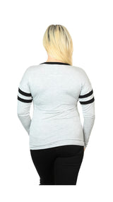 Harley-Davidson Women's Eatin Dust Crew Neck Striped Longsleeve Tee Shirt, Gray