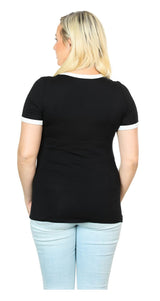 Harley-Davidson Women's Boho Glory Colorblock Trim Crew Neck Tee Shirt, Black