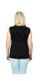 Harley-Davidson® Women's Rock Brigade Crew Neck Hoodie Sleeveless Tank Top, Black