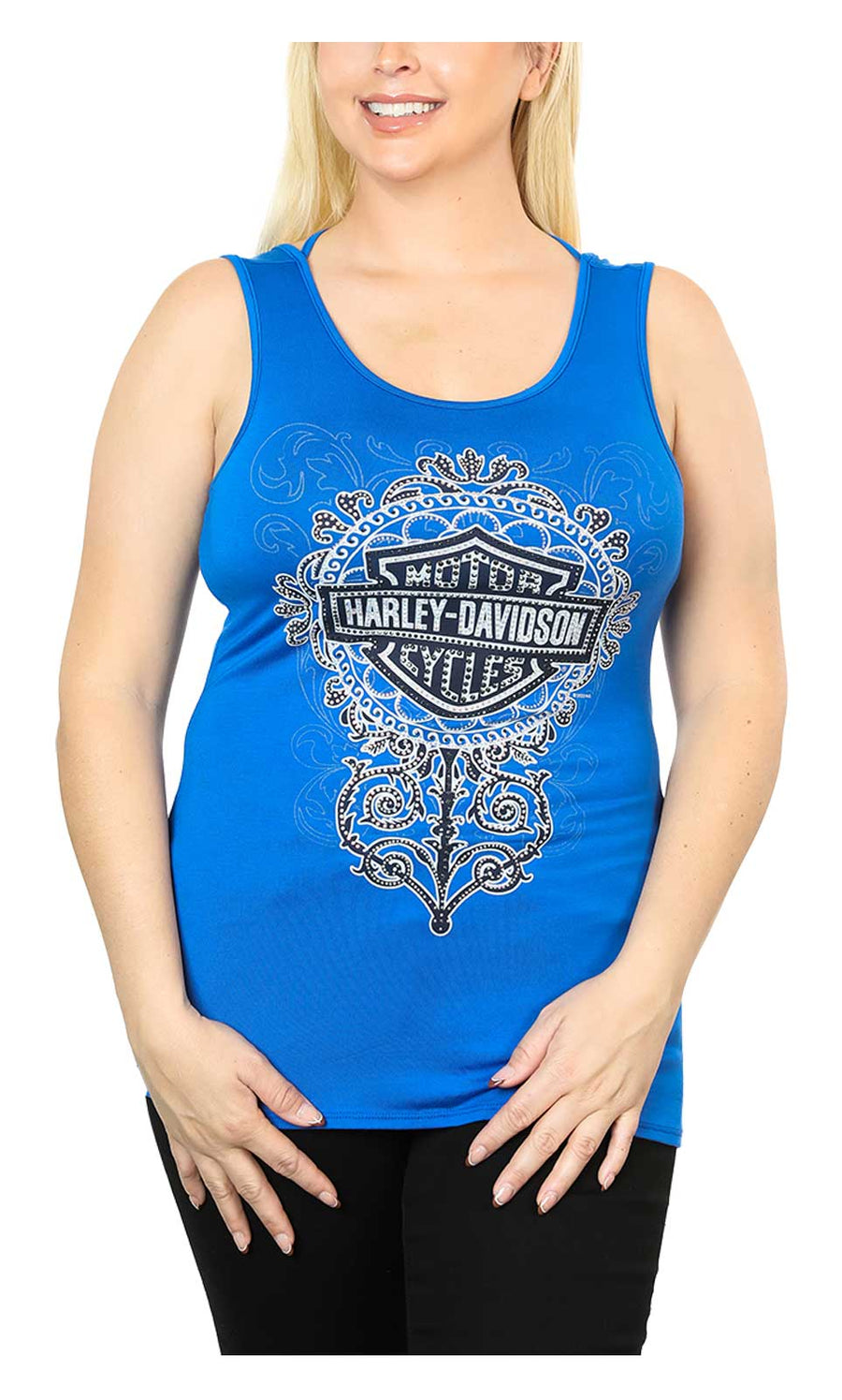 Harley-Davidson Women's Native Embellished Scoop Neck Sleeveless Tank Top - Blue