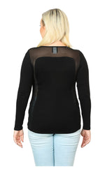 Harley-Davidson® Women's Aggressive Logo Mesh Detail Long Sleeve T-Shirt, Black