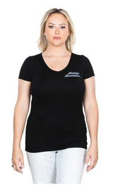 Harley-Davidson® Women's Acid Chrome Short Sleeve V-Neck Tee Shirt, Black