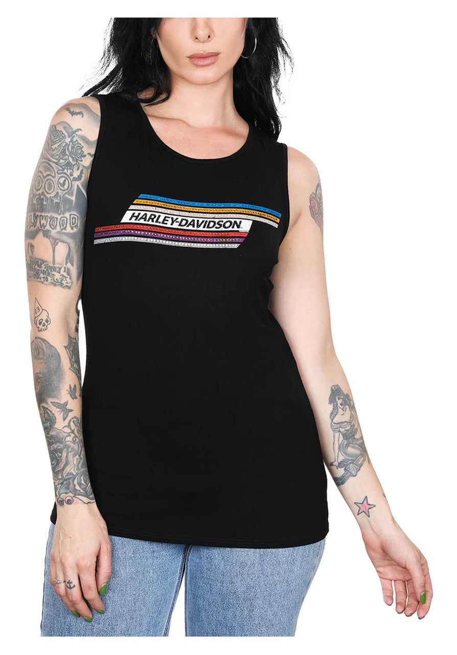 Harley-Davidson® Women's Switchback Fullback Keyhole Sleeveless Tank Top - Black