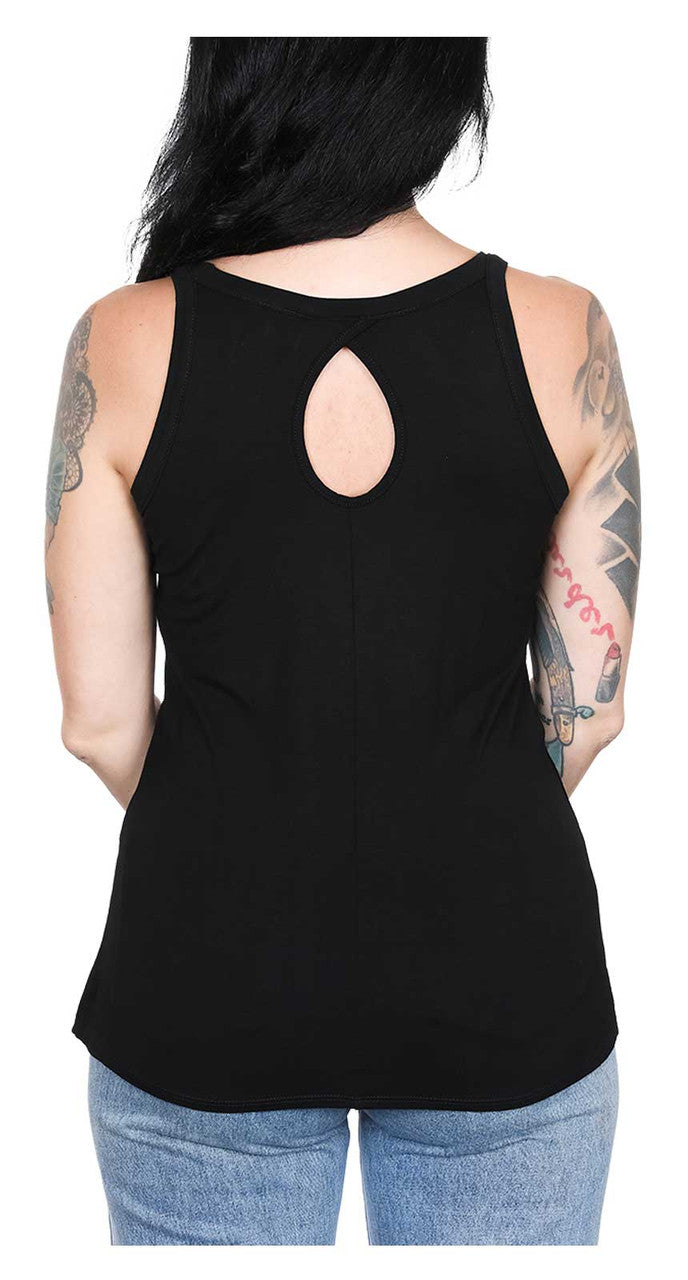 Harley-Davidson Women's Embellished Racing Racerback Sleeveless Tank Top - Black