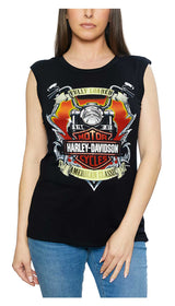 Harley-Davidson® Women's Road Warrior Embellished Crewneck Sleeveless Tee, Black