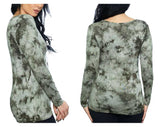Harley-Davidson Women's Road Ahead V-Neck Long Sleeve Shirt - Tie Dye Green