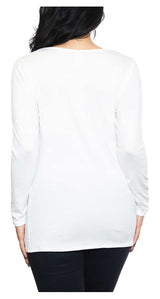 Harley-Davidson® Women's Classic Patch B&S Long Sleeve V-Neck Shirt - White