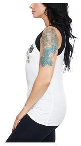 Harley-Davidson® Women's Embellished Racer Colorblocked Sleeveless Tee - White