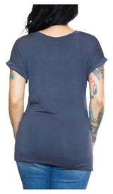 Harley-Davidson® Women's Nightster Fold-Up Short Sleeve Crew-Neck Tee - Gray