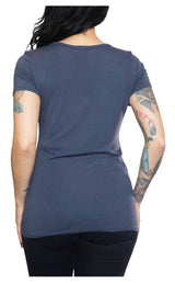 Harley-Davidson Women's Embellished B&S Short Sleeve V-Neck Tee - Gray