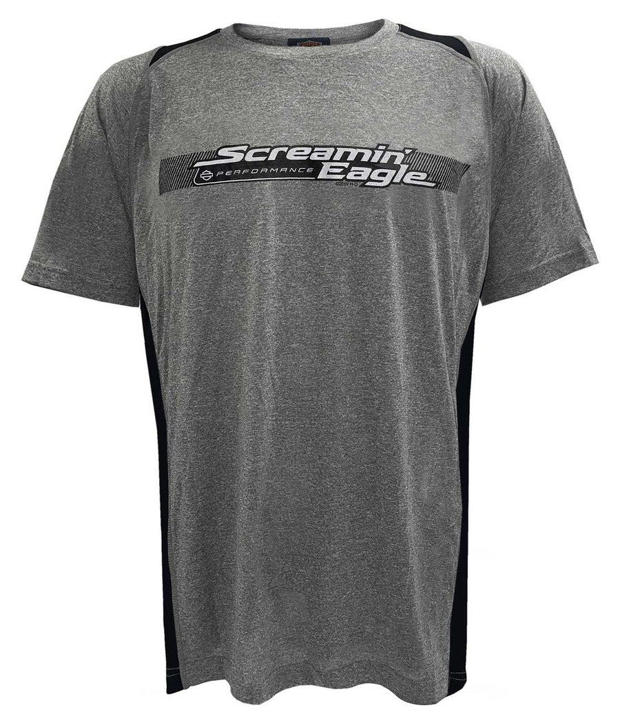 Harley-Davidson® Men's Screamin' Eagle Lines Colorblocked Polyester Tee, Gray