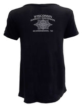 Harley-Davidson Women's Fasten Grommet Sleeve Accents V-Neck Top - Black