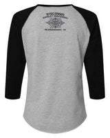Harley-Davidson Women's Engrained 3/4 Sleeve Raglan Top - Black/Heather Gray