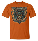 Harley-Davidson® Men's Skull Parts Winged Bar & Shield Cotton Tee Shirt, Orange