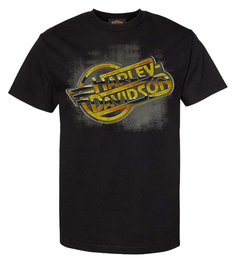 Harley-Davidson® Men's Retro Vibes Chrome Logo Printed Cotton Tee Shirt, Black