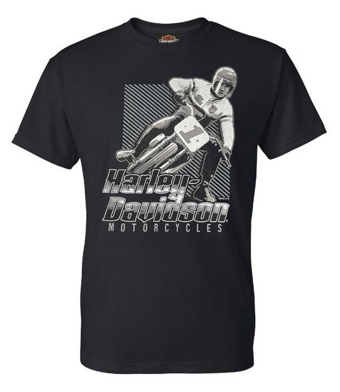 Harley-Davidson® Men's Retro Square Racer #1 H-D Logo Cotton Tee, Black