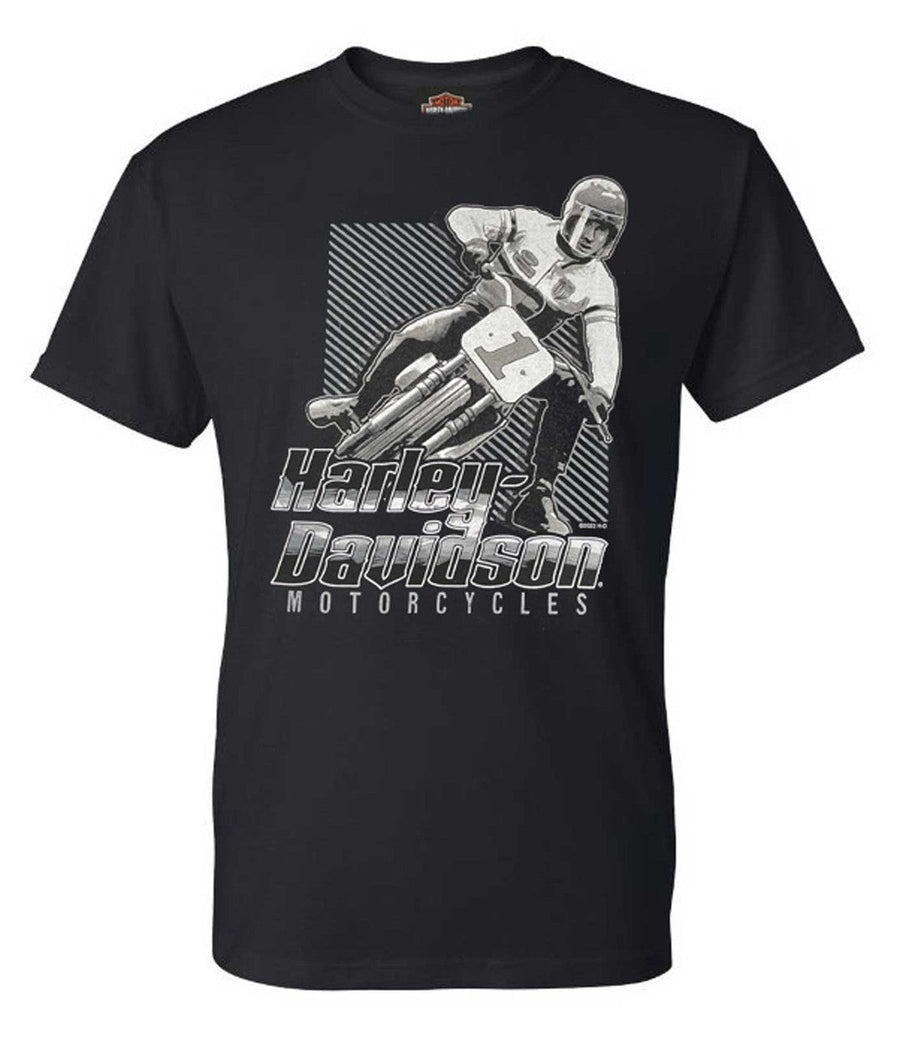 Harley-Davidson® Men's Retro Square Racer #1 H-D Logo Cotton Tee, Black