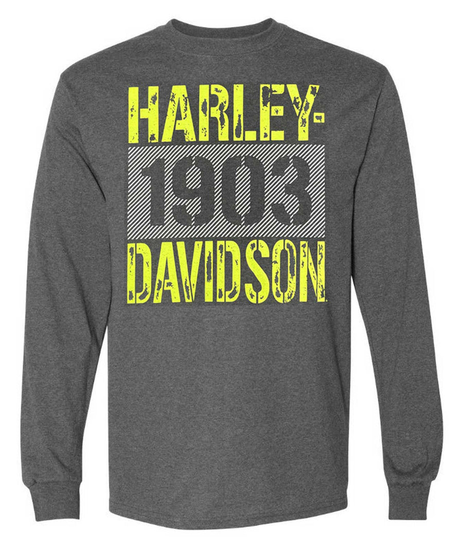 Harley-Davidson® Men's Negative H-D 1903 Distressed Logo Long Sleeve Shirt, Gray
