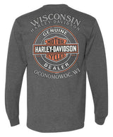 Harley-Davidson® Men's Negative H-D 1903 Distressed Logo Long Sleeve Shirt, Gray