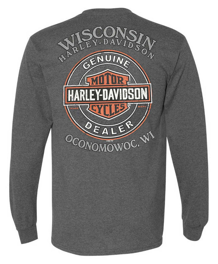 Harley-Davidson® Men's Negative H-D 1903 Distressed Logo Long Sleeve Shirt, Gray