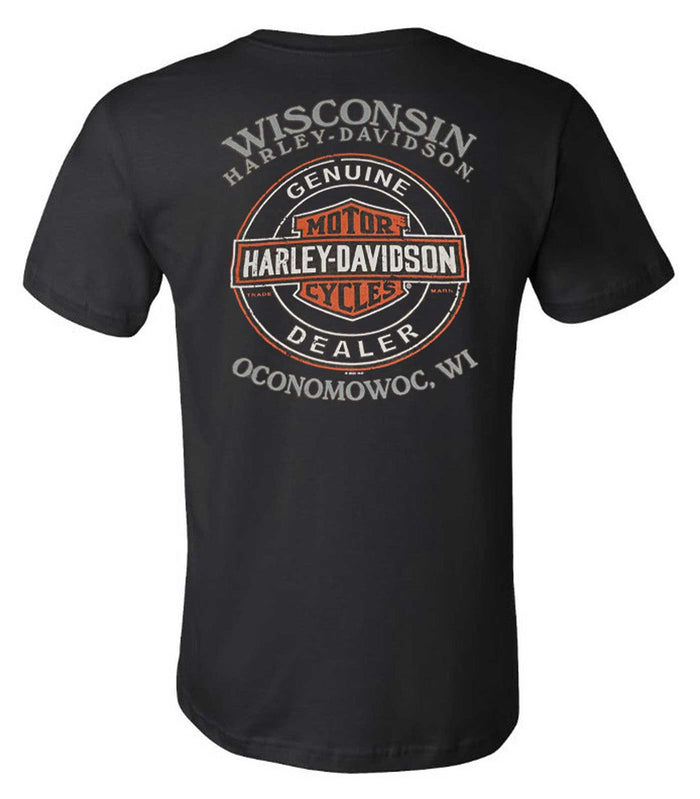 Harley-Davidson® Men's Retro Vibes Chrome Logo Printed Cotton Tee Shirt, Black