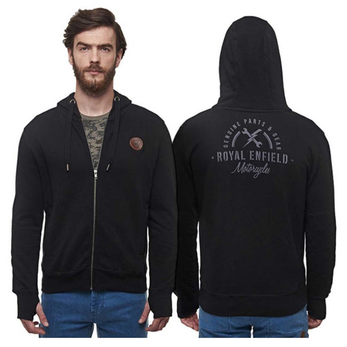 Royal Enfield REMC Garage Logo Rugged Full-Zip Hooded Sweatshirt - Black