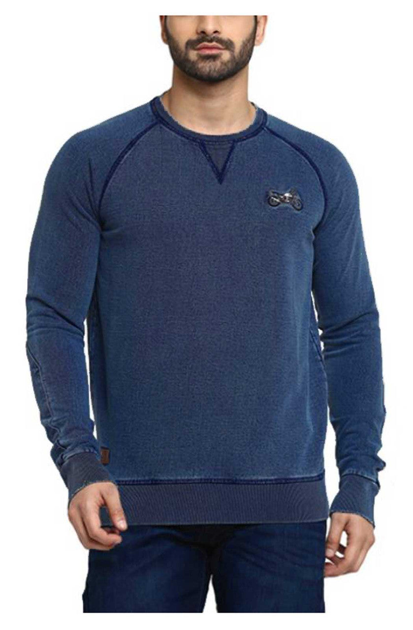 Royal Enfield Himalyan Crew-Neck Pullover Knitted Cotton Sweatshirt - Indigo