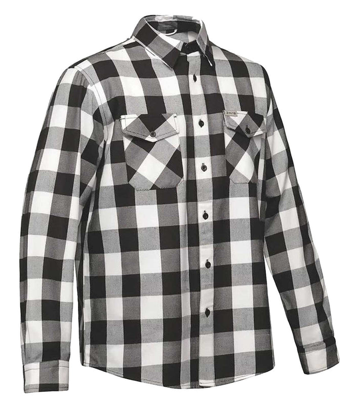 Derringer Men's Rugged Button Long Sleeve Plaid Flannel Shirt, Black/White