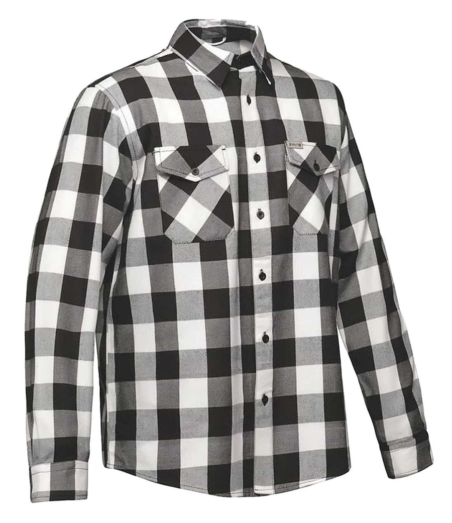 Derringer Men's Rugged Button Long Sleeve Plaid Flannel Shirt, Black/White