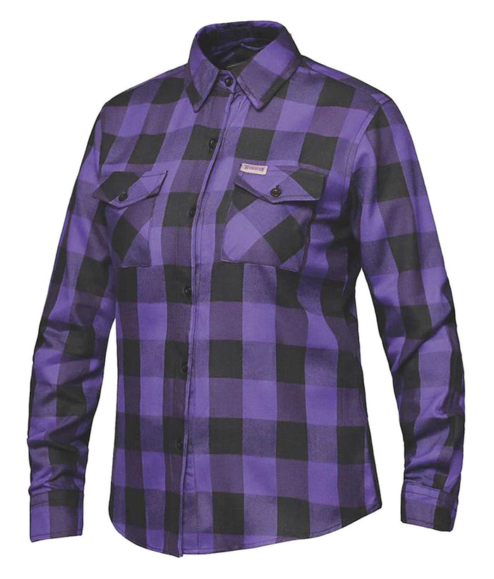 Derringer Women's Rugged Button Long Sleeve Plaid Flannel Shirt, Purple/Black