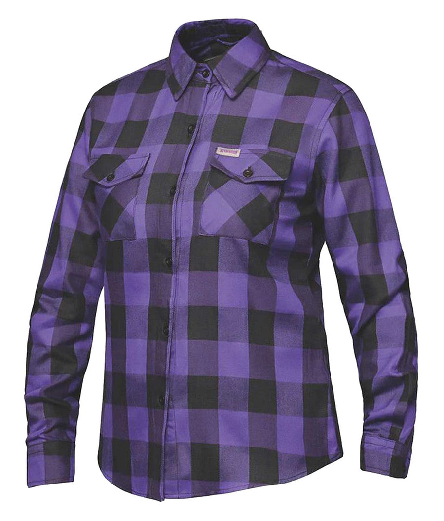 Derringer Women's Rugged Button Long Sleeve Plaid Flannel Shirt, Purple/Black