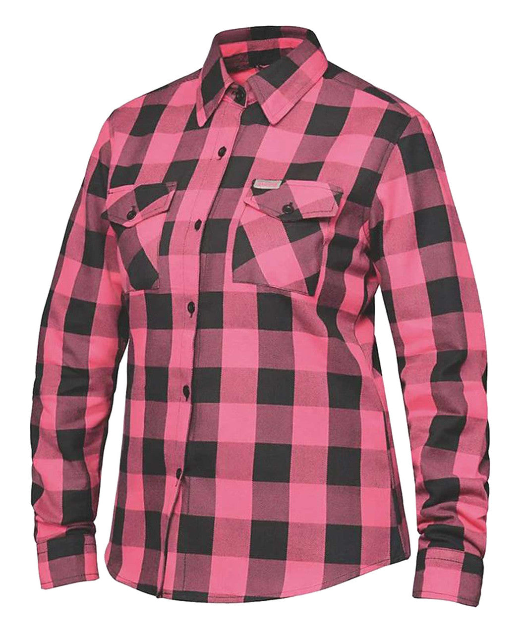 Derringer Women's Rugged Button Long Sleeve Plaid Flannel Shirt, Pink/Black