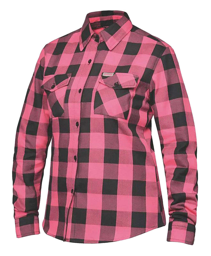 Derringer Women's Rugged Button Long Sleeve Plaid Flannel Shirt, Pink/Black