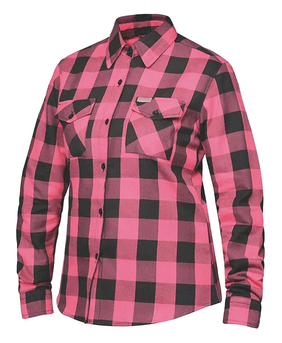 Derringer Women's Rugged Button Long Sleeve Plaid Flannel Shirt, Pink/Black
